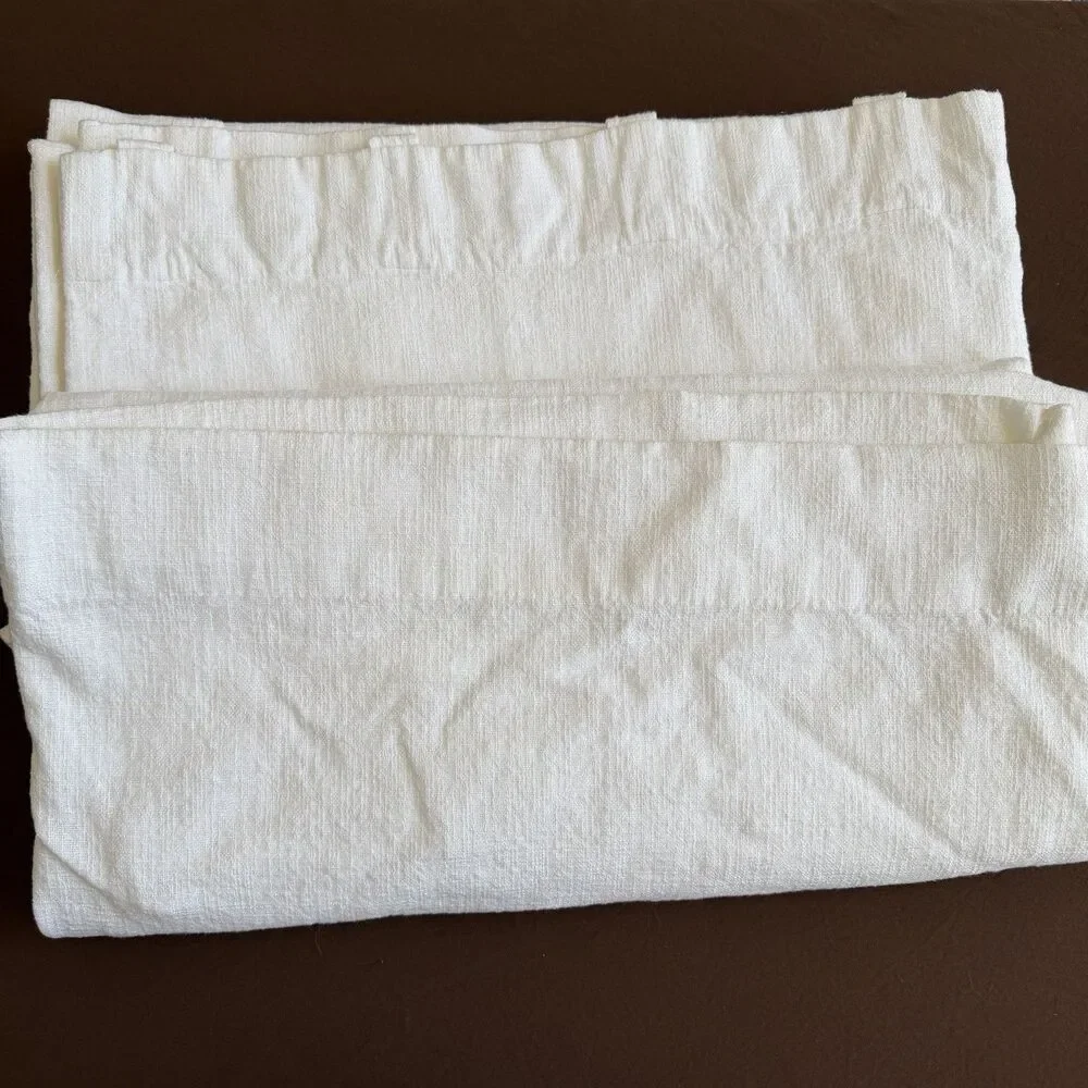 Pottery Barn Emery Drapes Set 2 White 50x 96 Curtains Blackout Lined Pole Top